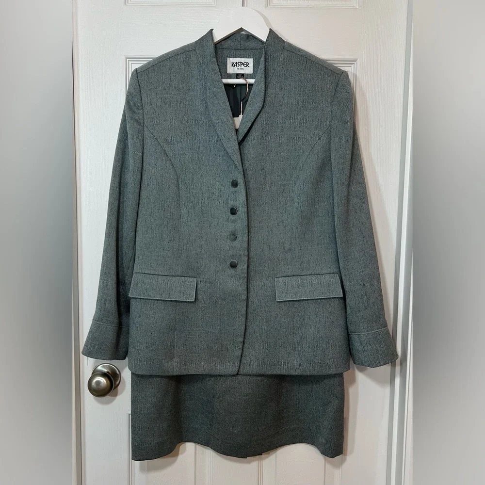 Kasper Teal Skirt and Jacket Set